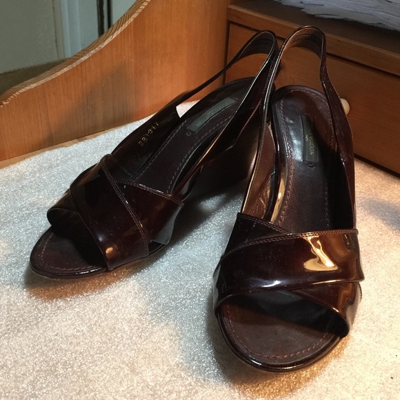 LOUIS VUITTON HEELS WEDGES PLTFRM BURGUND 7.5-37.5 - Picture 2 of 7